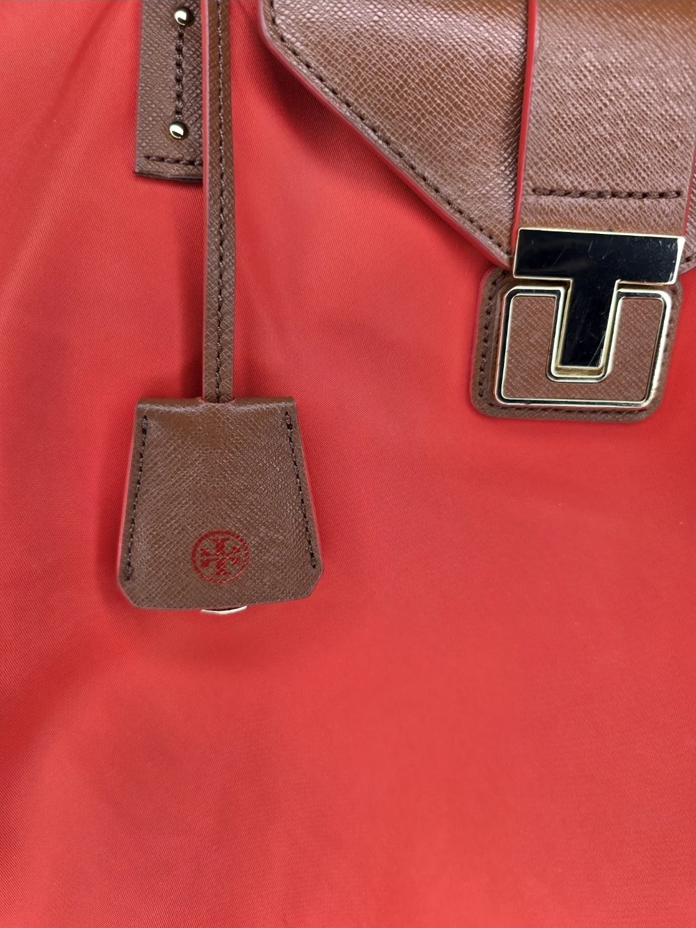 Tory Burch Orange Tote with Brown Accents